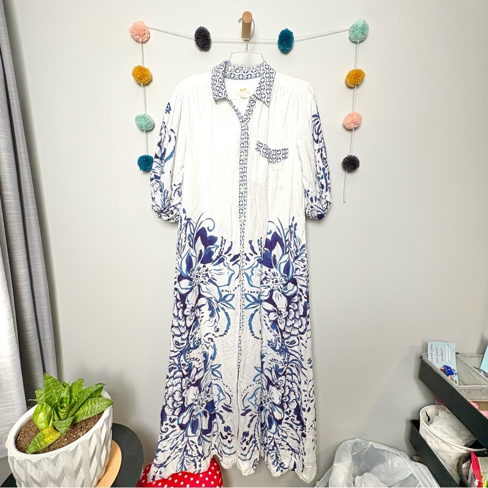 Anthropologie Maeve The Irene Linen Shirt Maxi Dress - Picture 3 of 14